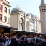 İstanbul'da Yapmamanız Gereken 20 Şey İstanbul sokakları, kalabalık pazarlar ve tarihi binalar.